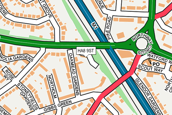 HA8 9ST map - OS OpenMap – Local (Ordnance Survey)
