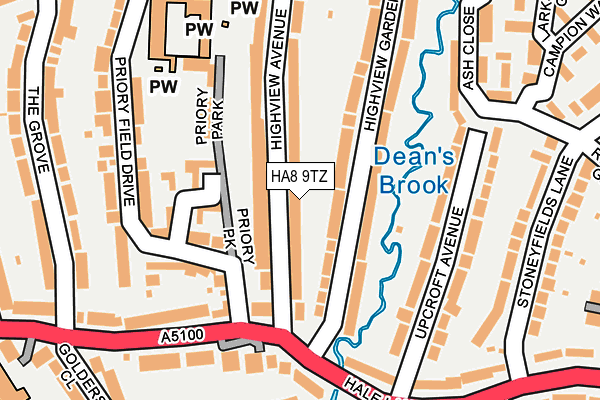 HA8 9TZ map - OS OpenMap – Local (Ordnance Survey)