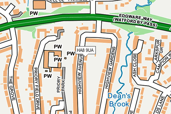 HA8 9UA map - OS OpenMap – Local (Ordnance Survey)