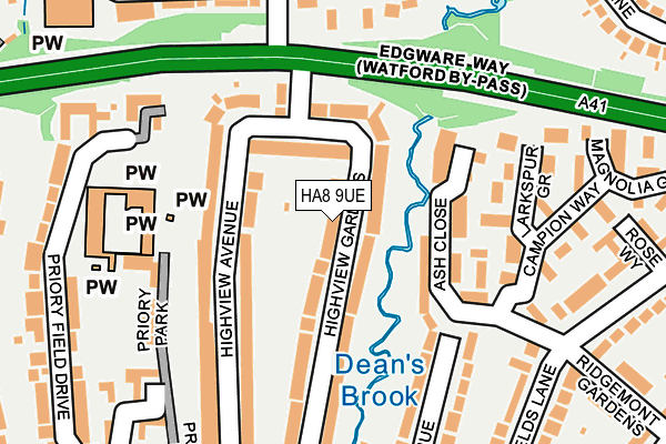 HA8 9UE map - OS OpenMap – Local (Ordnance Survey)