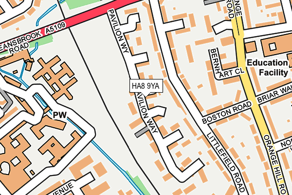 HA8 9YA map - OS OpenMap – Local (Ordnance Survey)