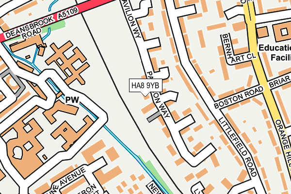 HA8 9YB map - OS OpenMap – Local (Ordnance Survey)