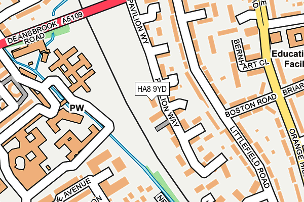 HA8 9YD map - OS OpenMap – Local (Ordnance Survey)