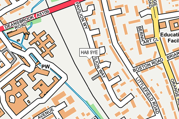 HA8 9YE map - OS OpenMap – Local (Ordnance Survey)