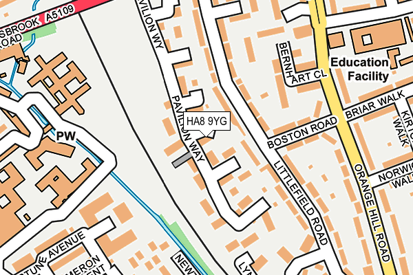 HA8 9YG map - OS OpenMap – Local (Ordnance Survey)
