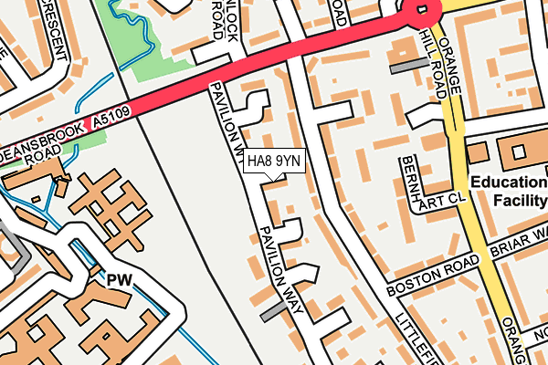 HA8 9YN map - OS OpenMap – Local (Ordnance Survey)