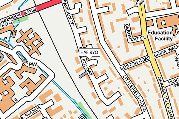 HA8 9YQ map - OS OpenMap – Local (Ordnance Survey)