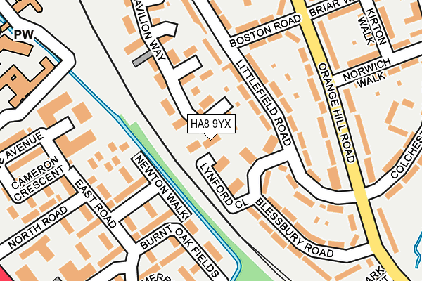 HA8 9YX map - OS OpenMap – Local (Ordnance Survey)