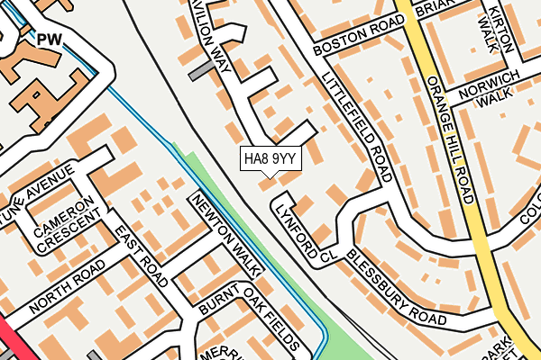 HA8 9YY map - OS OpenMap – Local (Ordnance Survey)