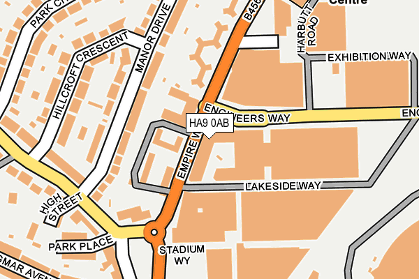 HA9 0AB map - OS OpenMap – Local (Ordnance Survey)