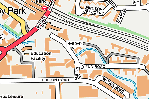 HA9 0AD map - OS OpenMap – Local (Ordnance Survey)