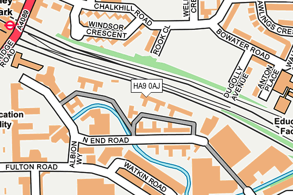 HA9 0AJ map - OS OpenMap – Local (Ordnance Survey)