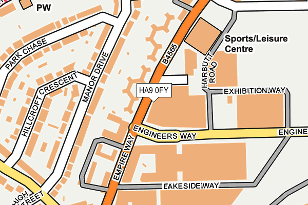 HA9 0FY map - OS OpenMap – Local (Ordnance Survey)