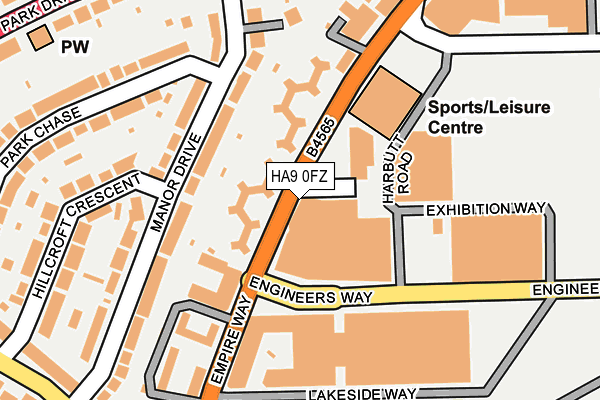 HA9 0FZ map - OS OpenMap – Local (Ordnance Survey)