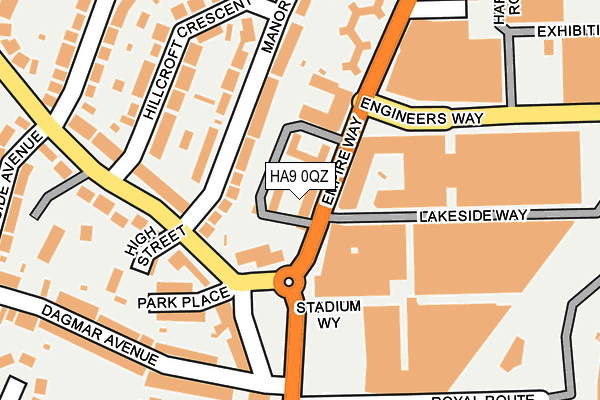 HA9 0QZ map - OS OpenMap – Local (Ordnance Survey)