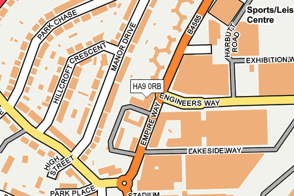 HA9 0RB map - OS OpenMap – Local (Ordnance Survey)