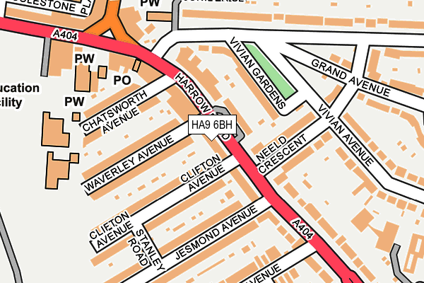 HA9 6BH map - OS OpenMap – Local (Ordnance Survey)