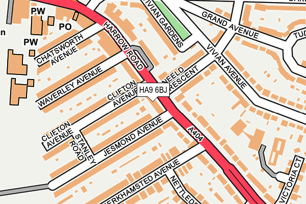 HA9 6BJ map - OS OpenMap – Local (Ordnance Survey)