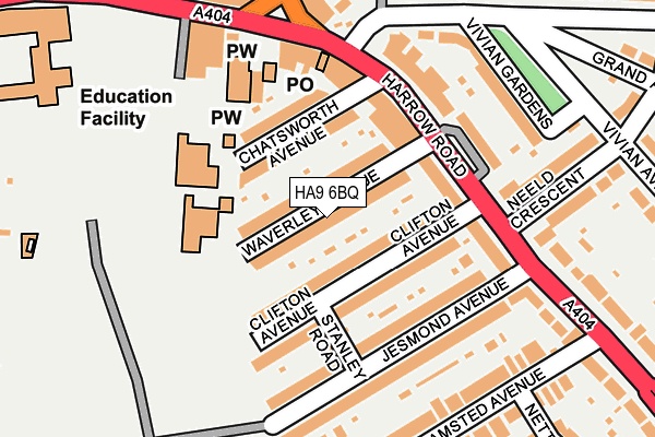 HA9 6BQ map - OS OpenMap – Local (Ordnance Survey)
