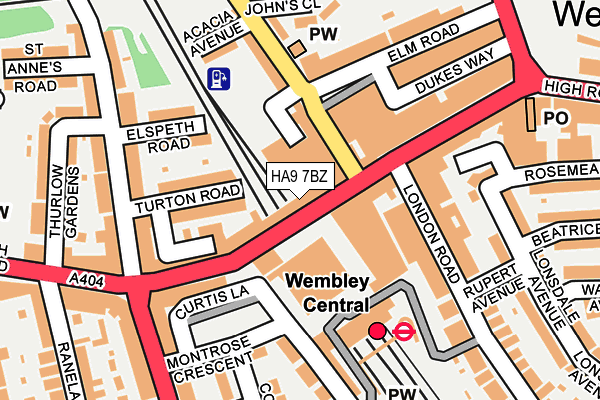 HA9 7BZ map - OS OpenMap – Local (Ordnance Survey)