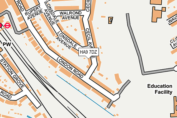 HA9 7DZ map - OS OpenMap – Local (Ordnance Survey)
