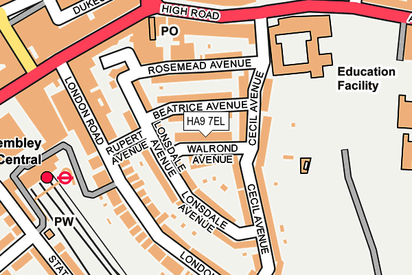 HA9 7EL map - OS OpenMap – Local (Ordnance Survey)