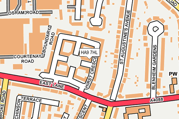 Map of EAST LANE PROPERTIES LTD at local scale