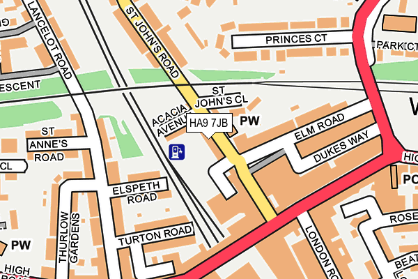 HA9 7JB map - OS OpenMap – Local (Ordnance Survey)