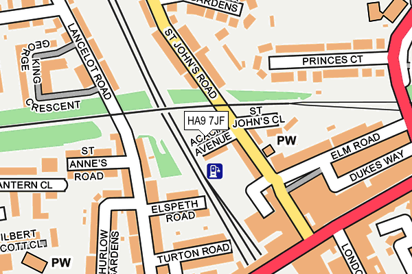 HA9 7JF map - OS OpenMap – Local (Ordnance Survey)