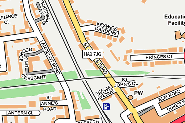 HA9 7JG map - OS OpenMap – Local (Ordnance Survey)