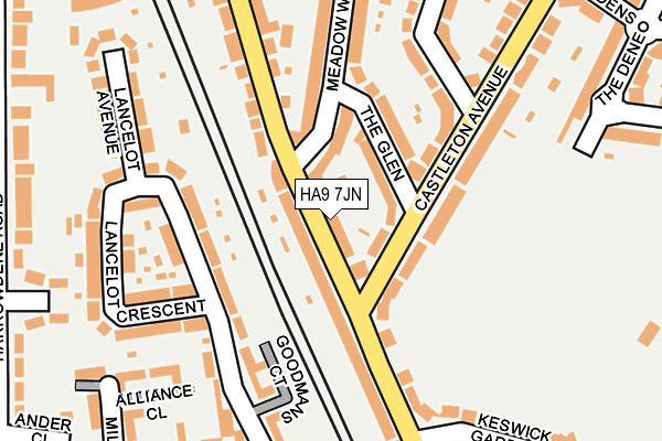 HA9 7JN map - OS OpenMap – Local (Ordnance Survey)