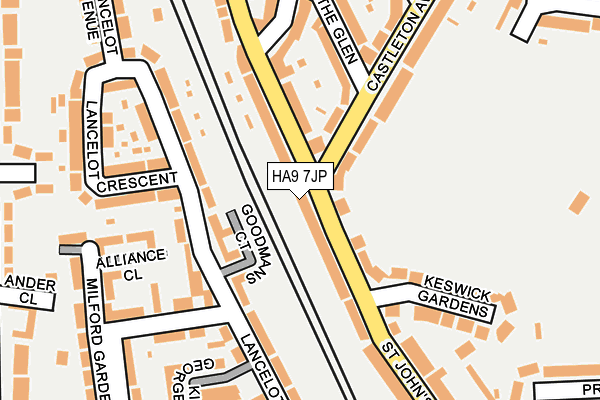 HA9 7JP map - OS OpenMap – Local (Ordnance Survey)