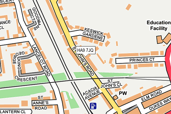 HA9 7JQ map - OS OpenMap – Local (Ordnance Survey)
