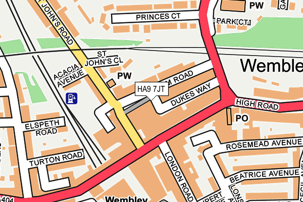 HA9 7JT map - OS OpenMap – Local (Ordnance Survey)