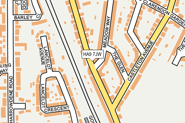 HA9 7JW map - OS OpenMap – Local (Ordnance Survey)