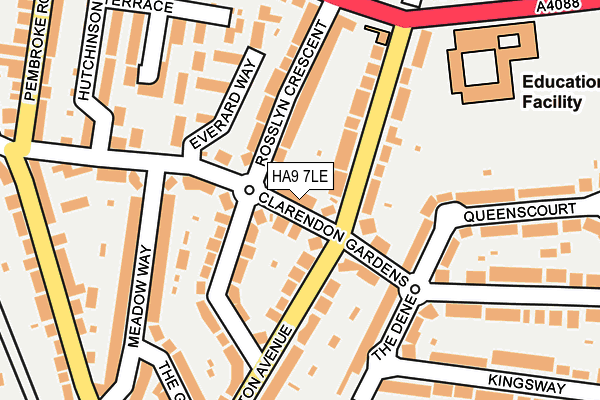 HA9 7LE map - OS OpenMap – Local (Ordnance Survey)