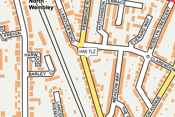 HA9 7LZ map - OS OpenMap – Local (Ordnance Survey)