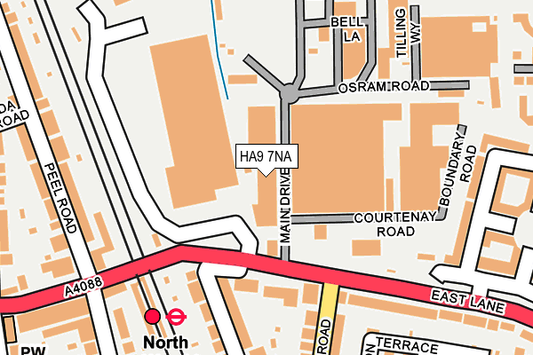HA9 7NA map - OS OpenMap – Local (Ordnance Survey)