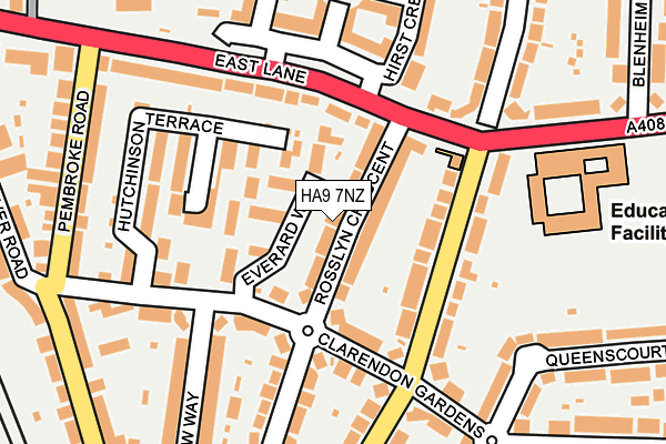 HA9 7NZ map - OS OpenMap – Local (Ordnance Survey)