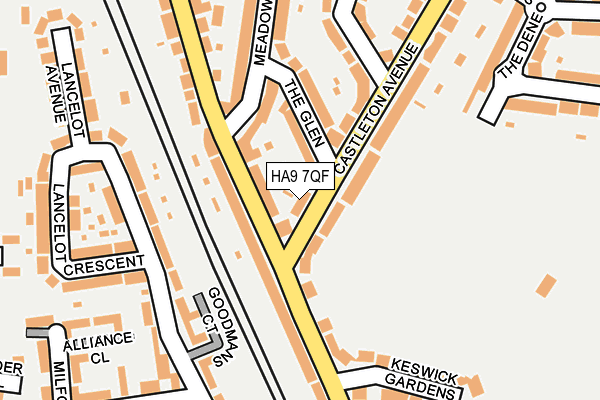 HA9 7QF map - OS OpenMap – Local (Ordnance Survey)