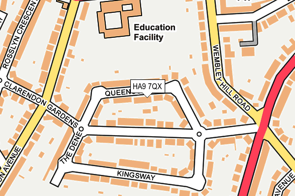 HA9 7QX map - OS OpenMap – Local (Ordnance Survey)
