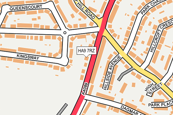 HA9 7RZ map - OS OpenMap – Local (Ordnance Survey)