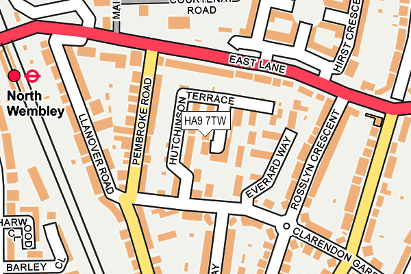 HA9 7TW map - OS OpenMap – Local (Ordnance Survey)