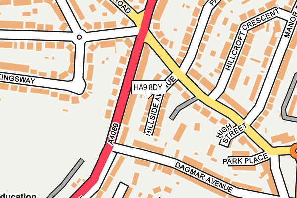 HA9 8DY map - OS OpenMap – Local (Ordnance Survey)