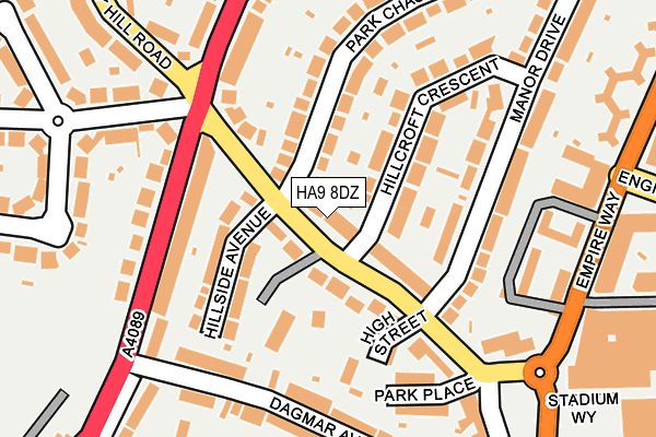 HA9 8DZ map - OS OpenMap – Local (Ordnance Survey)