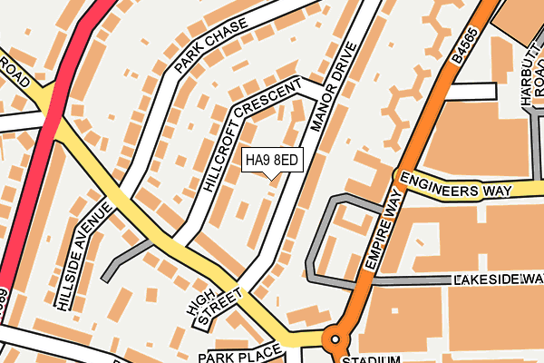 HA9 8ED map - OS OpenMap – Local (Ordnance Survey)
