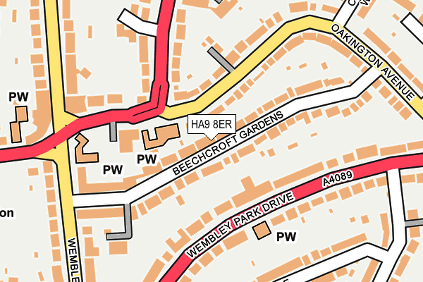 HA9 8ER map - OS OpenMap – Local (Ordnance Survey)