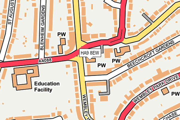 HA9 8EW map - OS OpenMap – Local (Ordnance Survey)