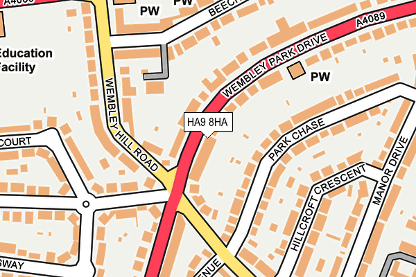 HA9 8HA map - OS OpenMap – Local (Ordnance Survey)