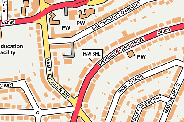 HA9 8HL map - OS OpenMap – Local (Ordnance Survey)